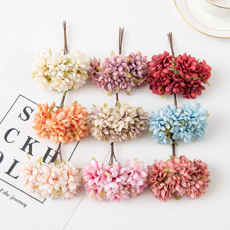 Christmas Wreath Fake - 6PCS Artificial Flowers Cheap Silk Carnation