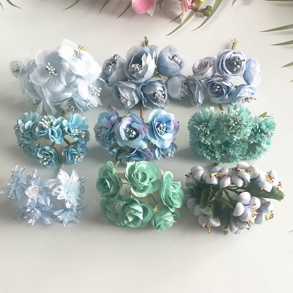 6/10/12/pcs Mix Blue Flower Ch - đánh giá và giá Christmas Wreath Fake