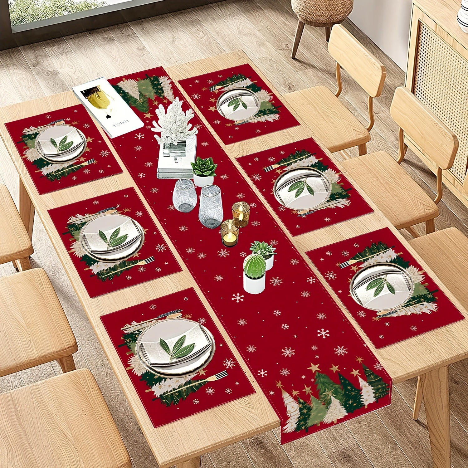 7-Piece Christmas Placemat and - đánh giá và giá Christmas Table Runner