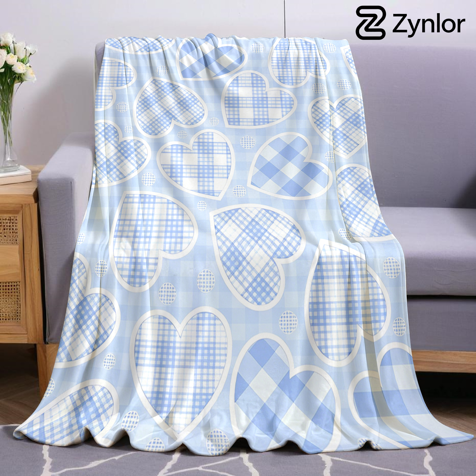 Blue Plaid Heart Cartoon Anime - đánh giá và giá Christmas Throw Blanket