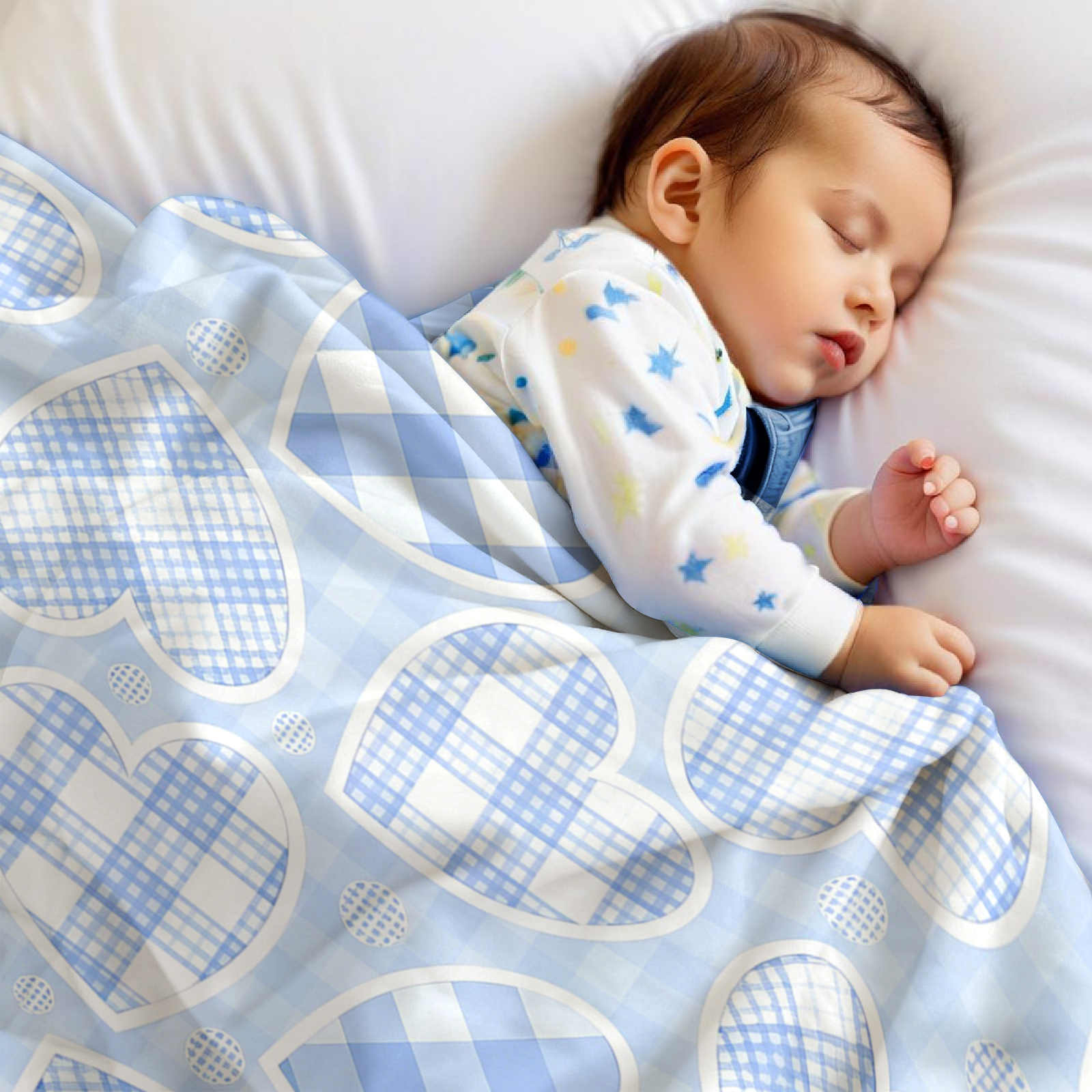 Blue Plaid Heart Cartoon Anime - đánh giá và giá Christmas Throw Blanket