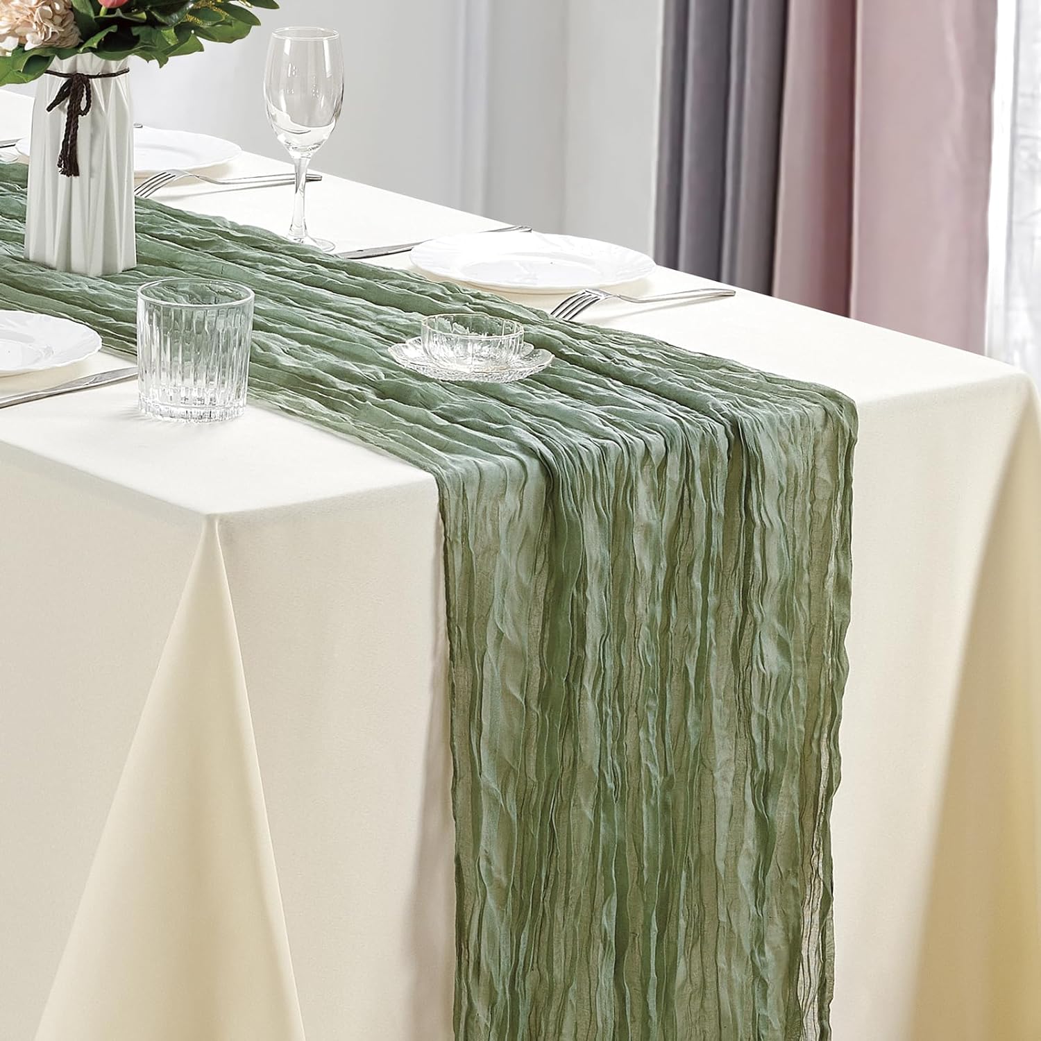 10Pcs Cheesecloth Table Runner - đánh giá và giá Christmas Table Runner