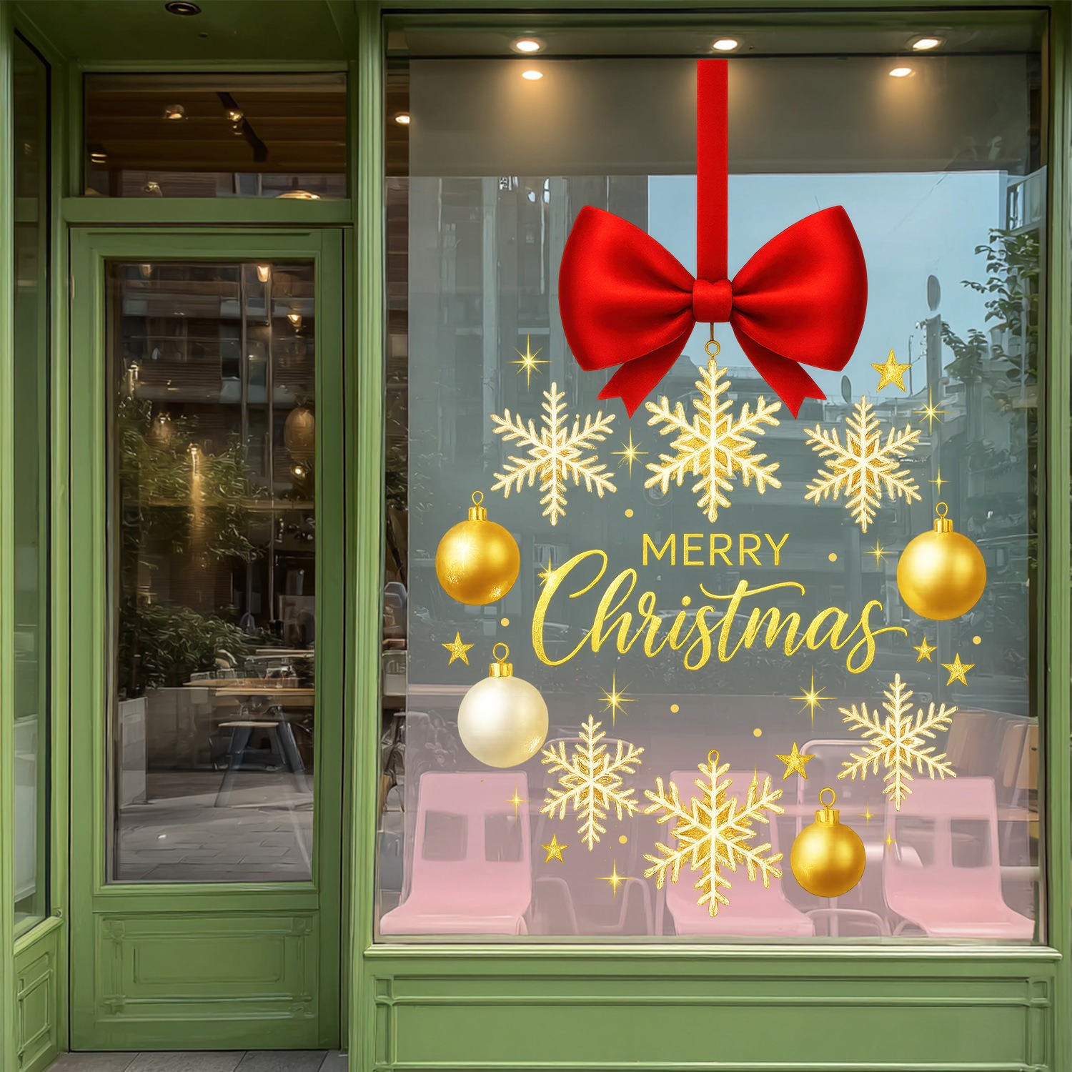 Christmas Stickers Gold Snowfl - đánh giá và giá Snowflake Window Decal