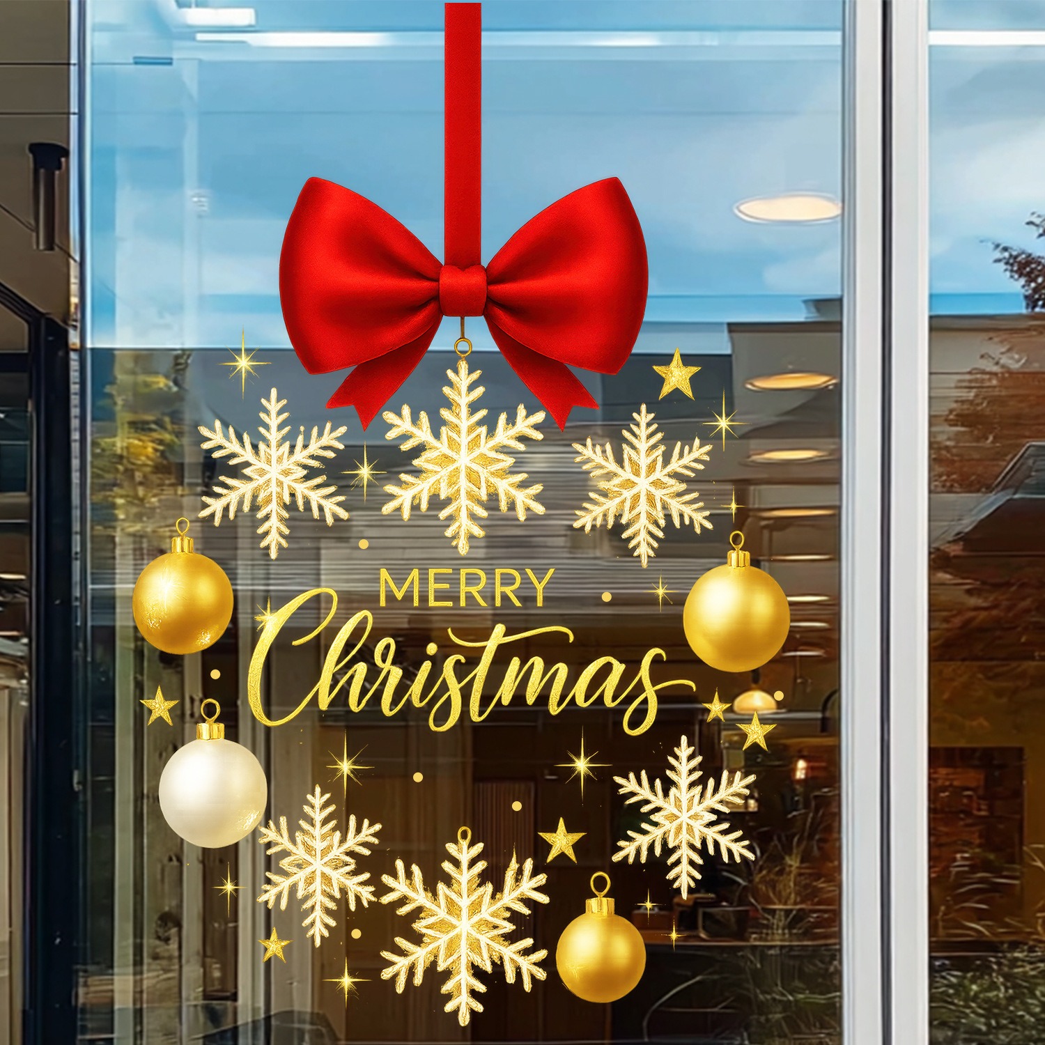 Christmas Stickers Gold Snowfl - đánh giá và giá Snowflake Window Decal