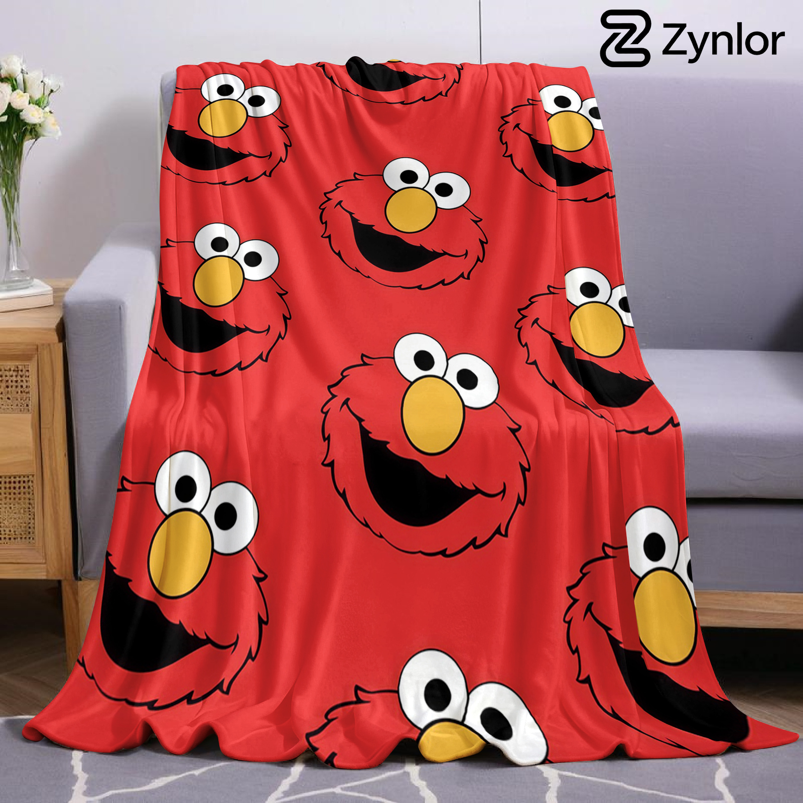 Elmo Face Cartoon Anime Print  - đánh giá và giá Christmas Throw Blanket