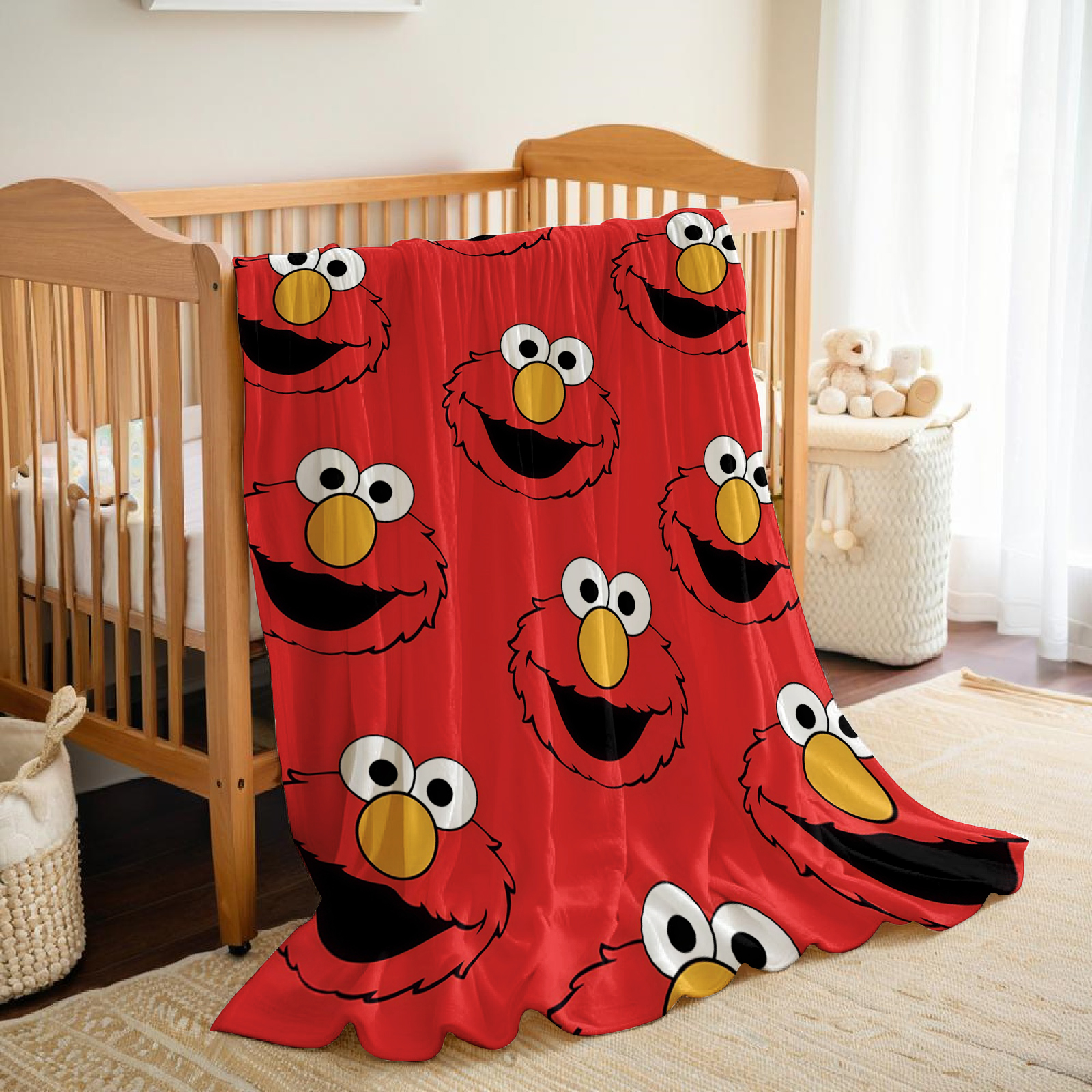 Elmo Face Cartoon Anime Print  - đánh giá và giá Christmas Throw Blanket