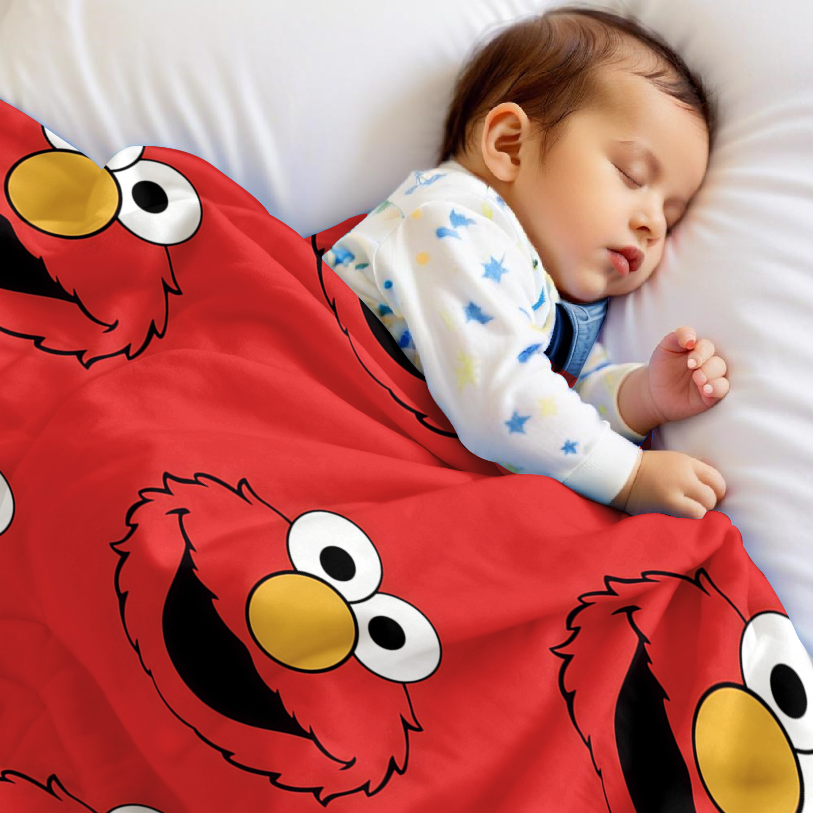 Elmo Face Cartoon Anime Print  - đánh giá và giá Christmas Throw Blanket