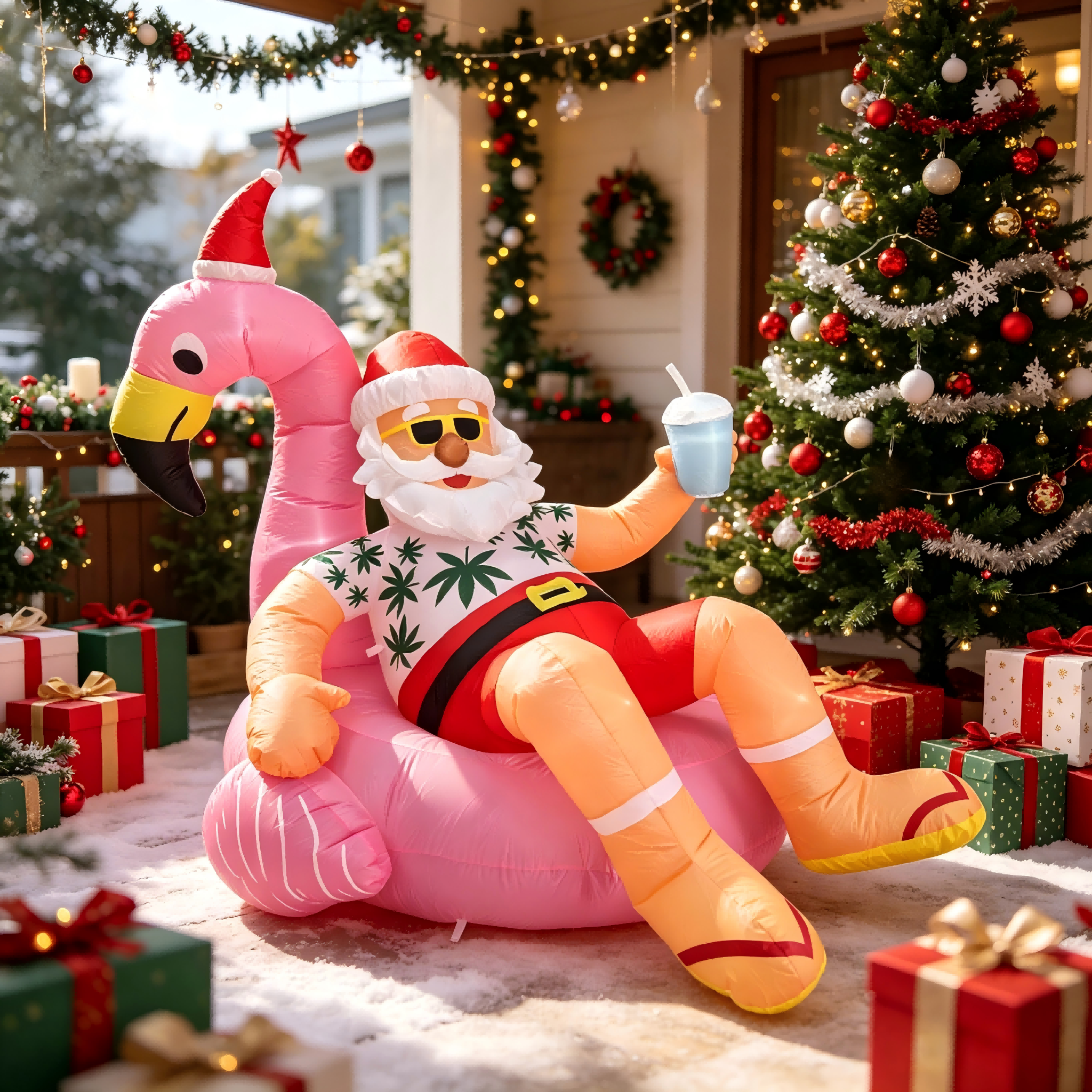 8.2FT Christmas Blow Ups Santa - đánh giá và giá Christmas Lights Outdoor