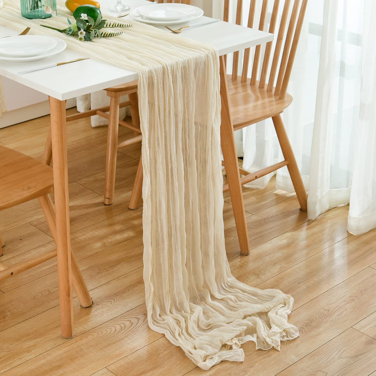 Wrinkle Gauze Table Runner Che - đánh giá và giá Christmas Table Runner