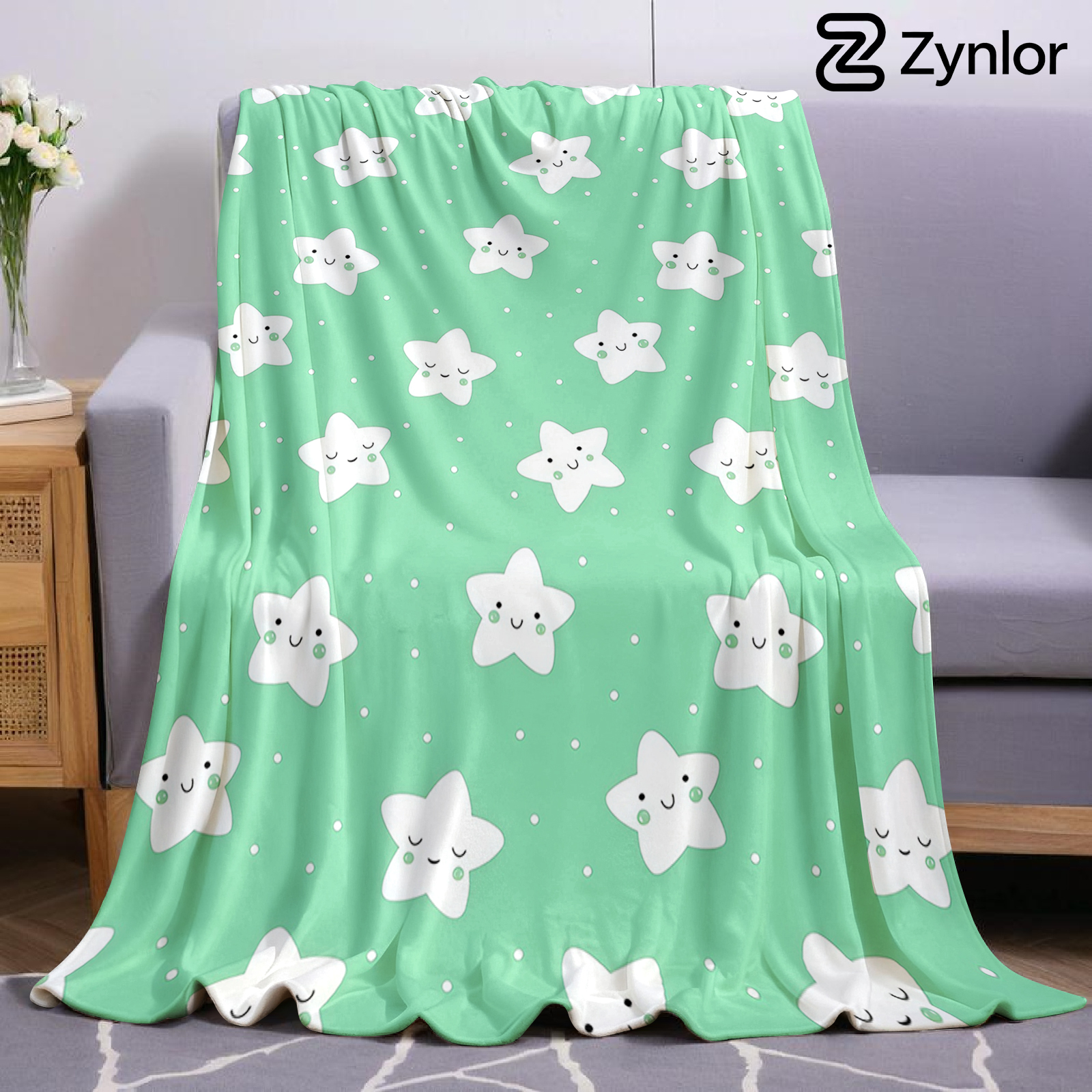 Mint Green Cute Star Lightweig - đánh giá và giá Christmas Throw Blanket