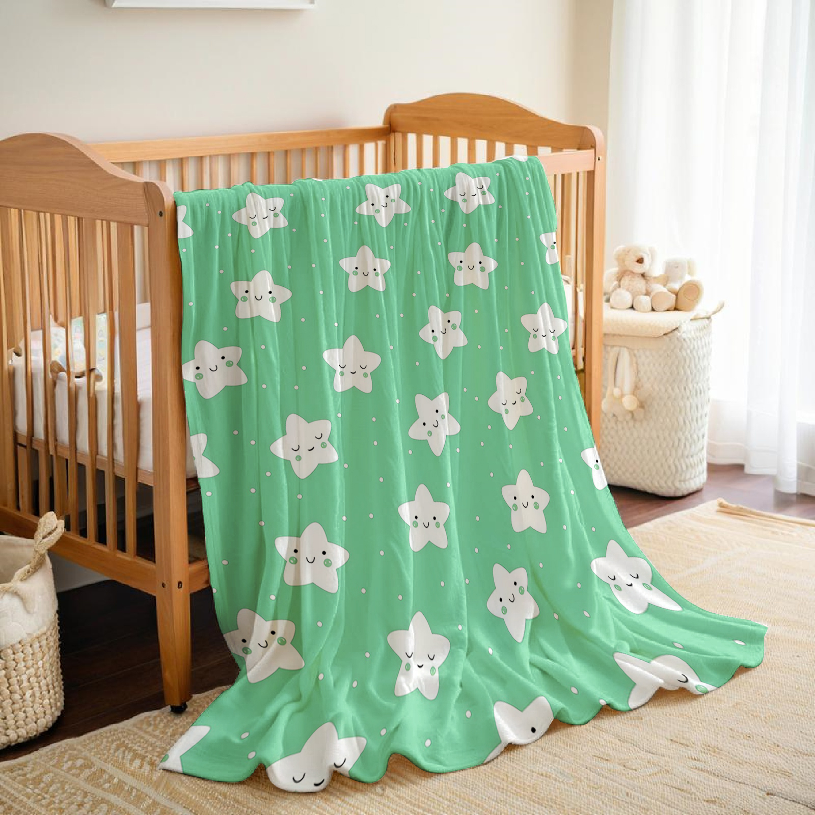 Mint Green Cute Star Lightweig - đánh giá và giá Christmas Throw Blanket