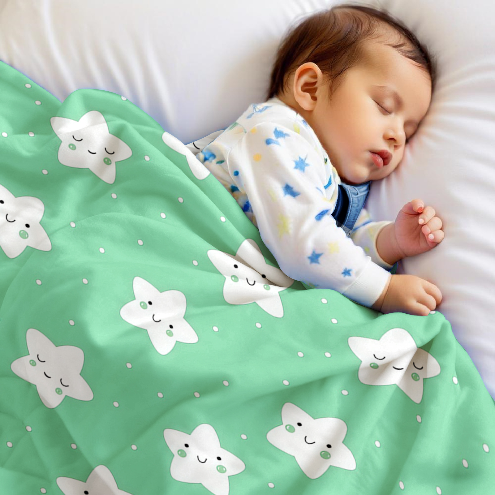 Mint Green Cute Star Lightweig - đánh giá và giá Christmas Throw Blanket