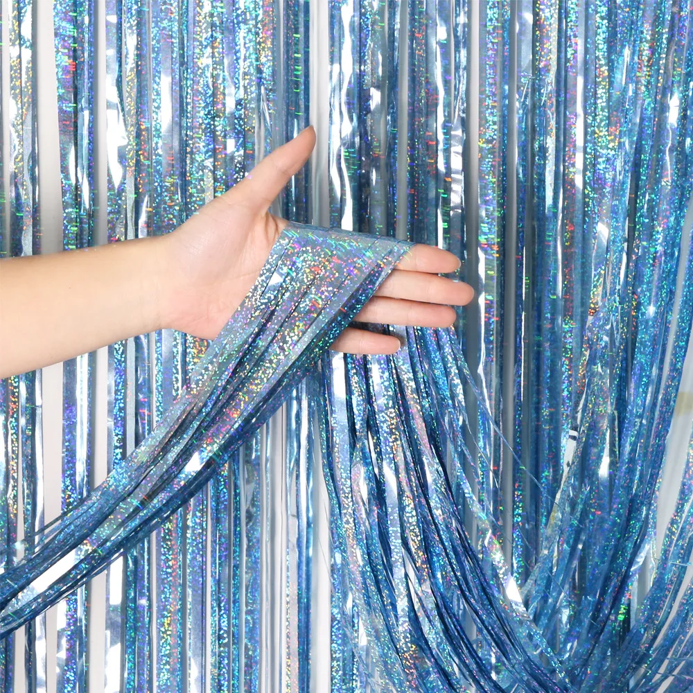 Blue 2M*1M Laser Tinsel Foil C - đánh giá và giá Tinsel Garland Decoration