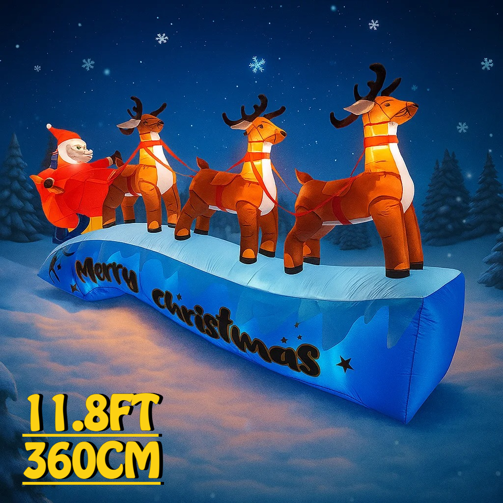 11.8FT Santa Claus Reindeer Sl - đánh giá và giá Christmas Lights Outdoor