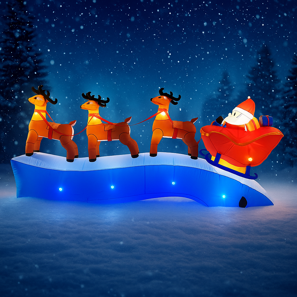 11.8FT Santa Claus Reindeer Sl - đánh giá và giá Christmas Lights Outdoor