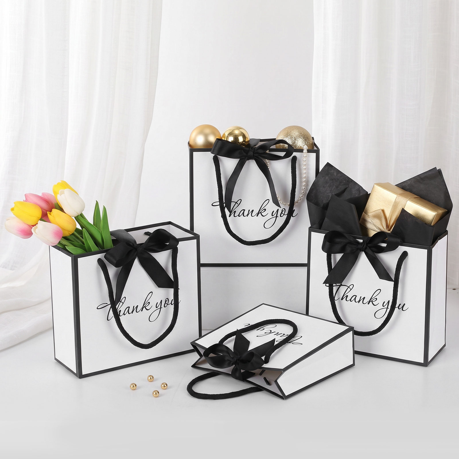 50Pcs Thank You Gift Bag with  - đánh giá và giá Ribbon Bow Gift
