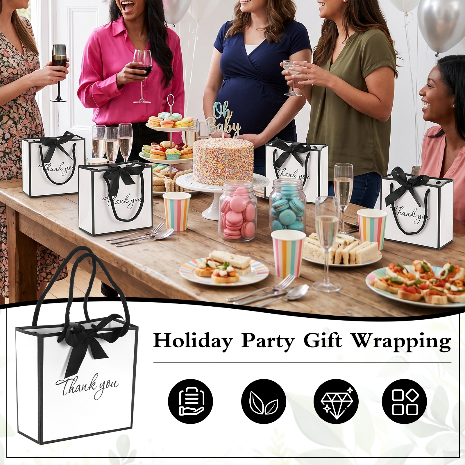 50Pcs Thank You Gift Bag with  - đánh giá và giá Ribbon Bow Gift