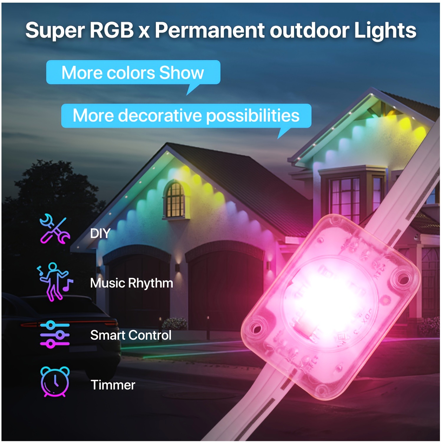 RGB+IC Smart Outdoor Eaves Lig - đánh giá và giá Christmas Lights Outdoor
