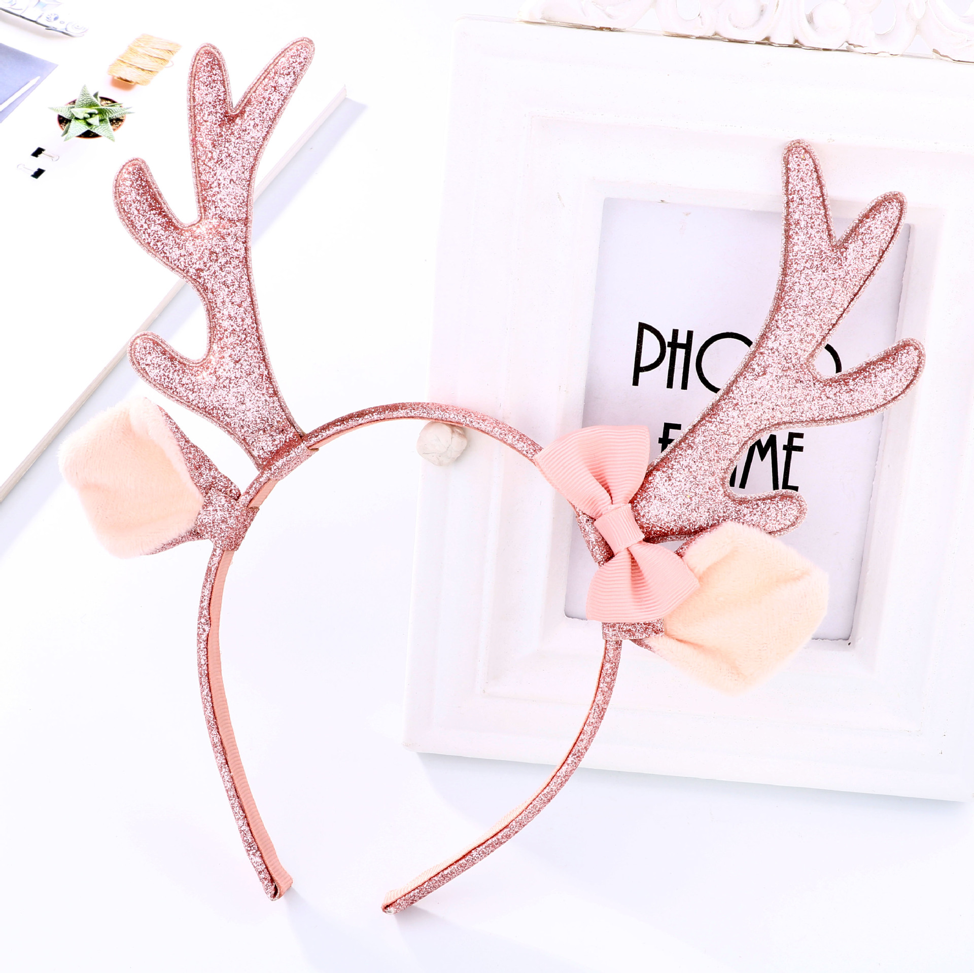 Cute Pink Glitter Reindeer Ant - đánh giá và giá Reindeer Antlers Headband