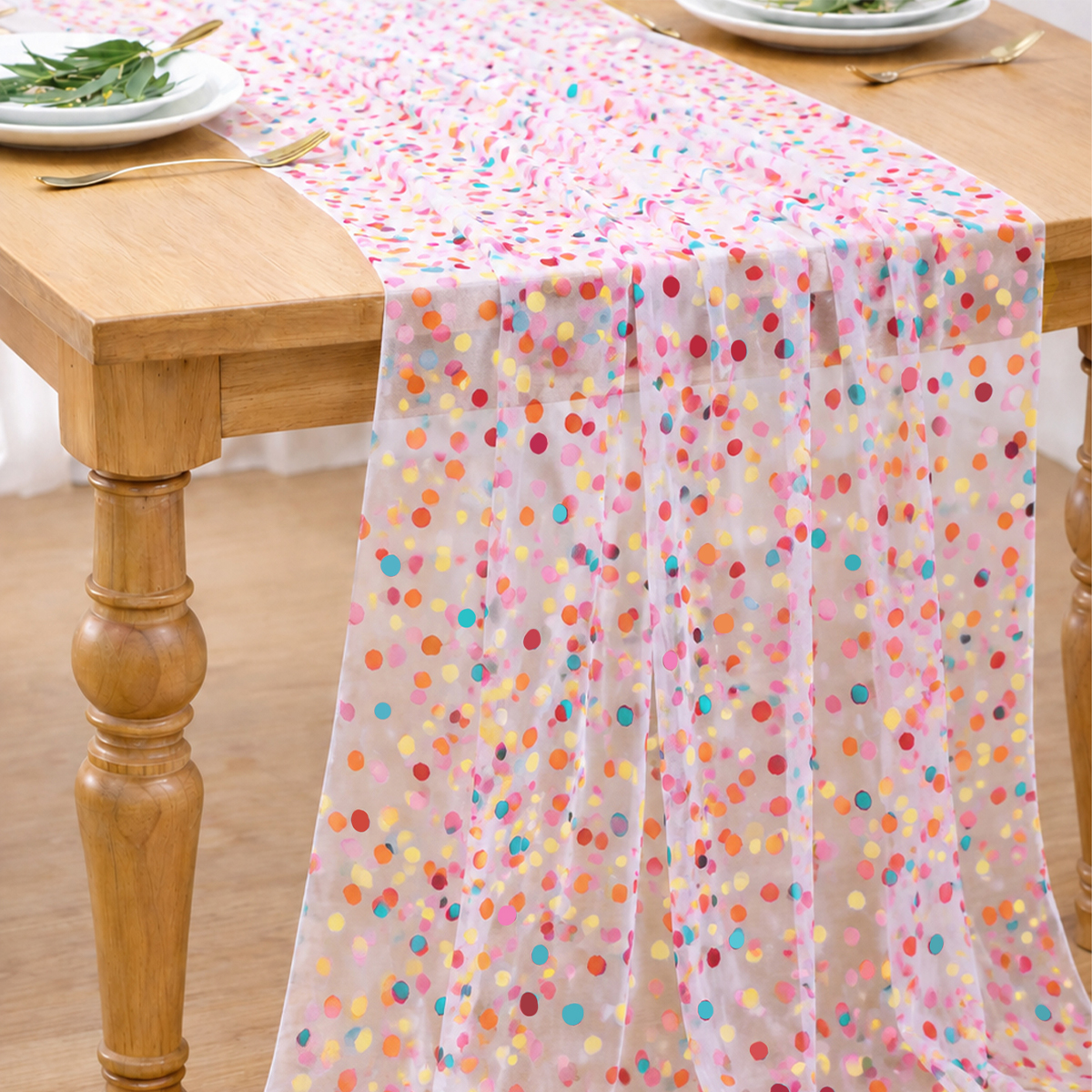 Colorful Dot Gauze Table Runne - đánh giá và giá Christmas Table Runner