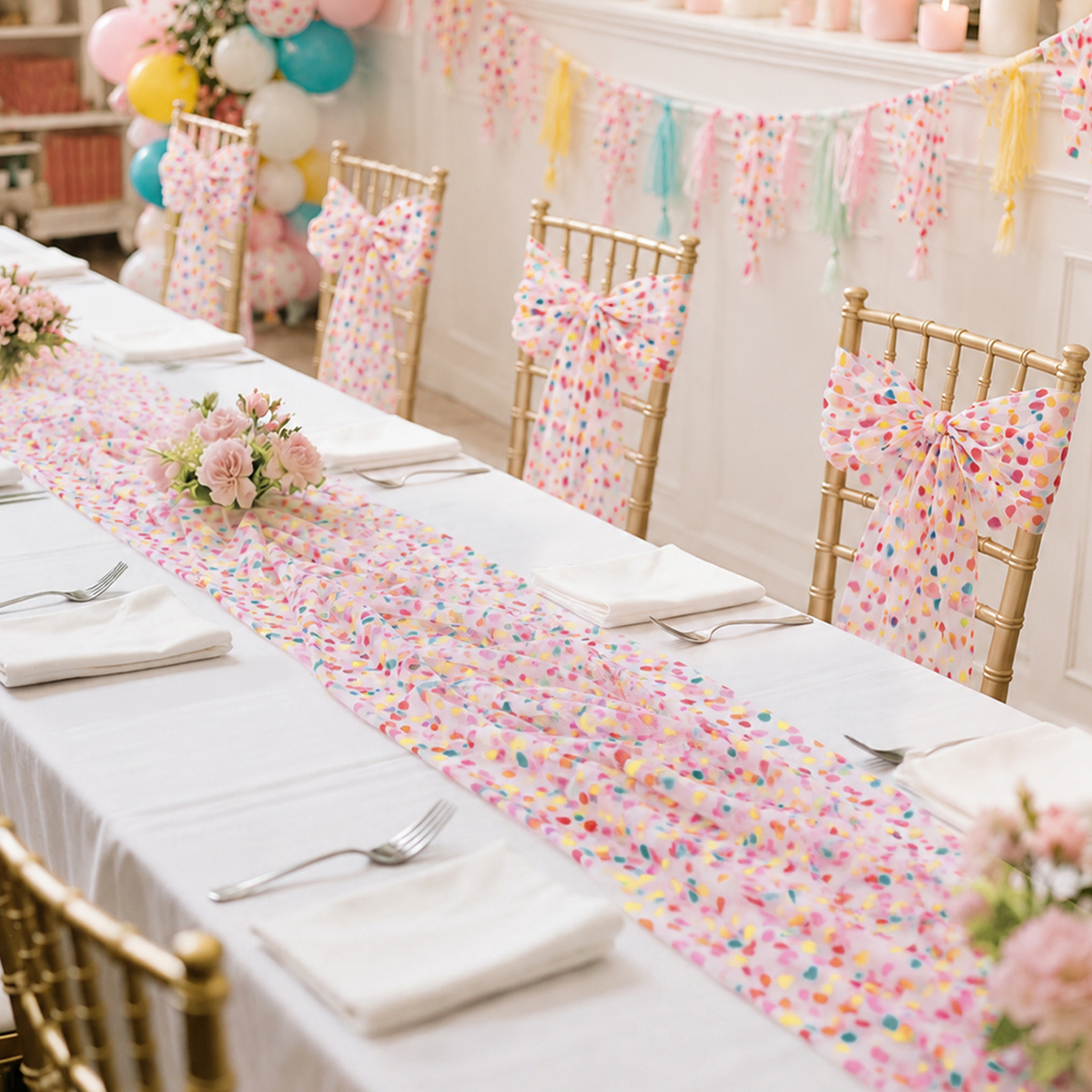 Colorful Dot Gauze Table Runne - đánh giá và giá Christmas Table Runner