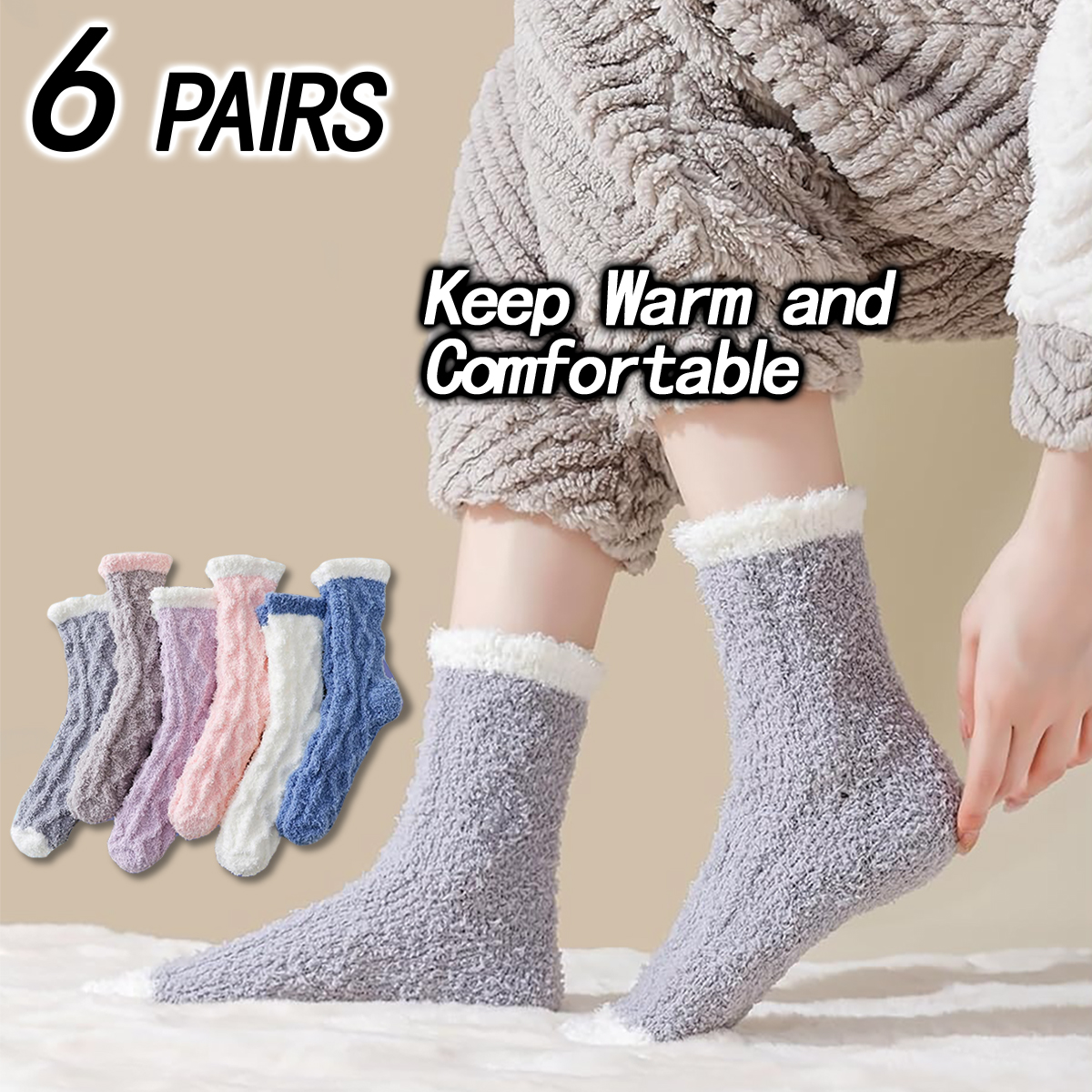 6/12 Pairs of Fuzzy Socks Soft - đánh giá và giá Christmas Stocking Hanging