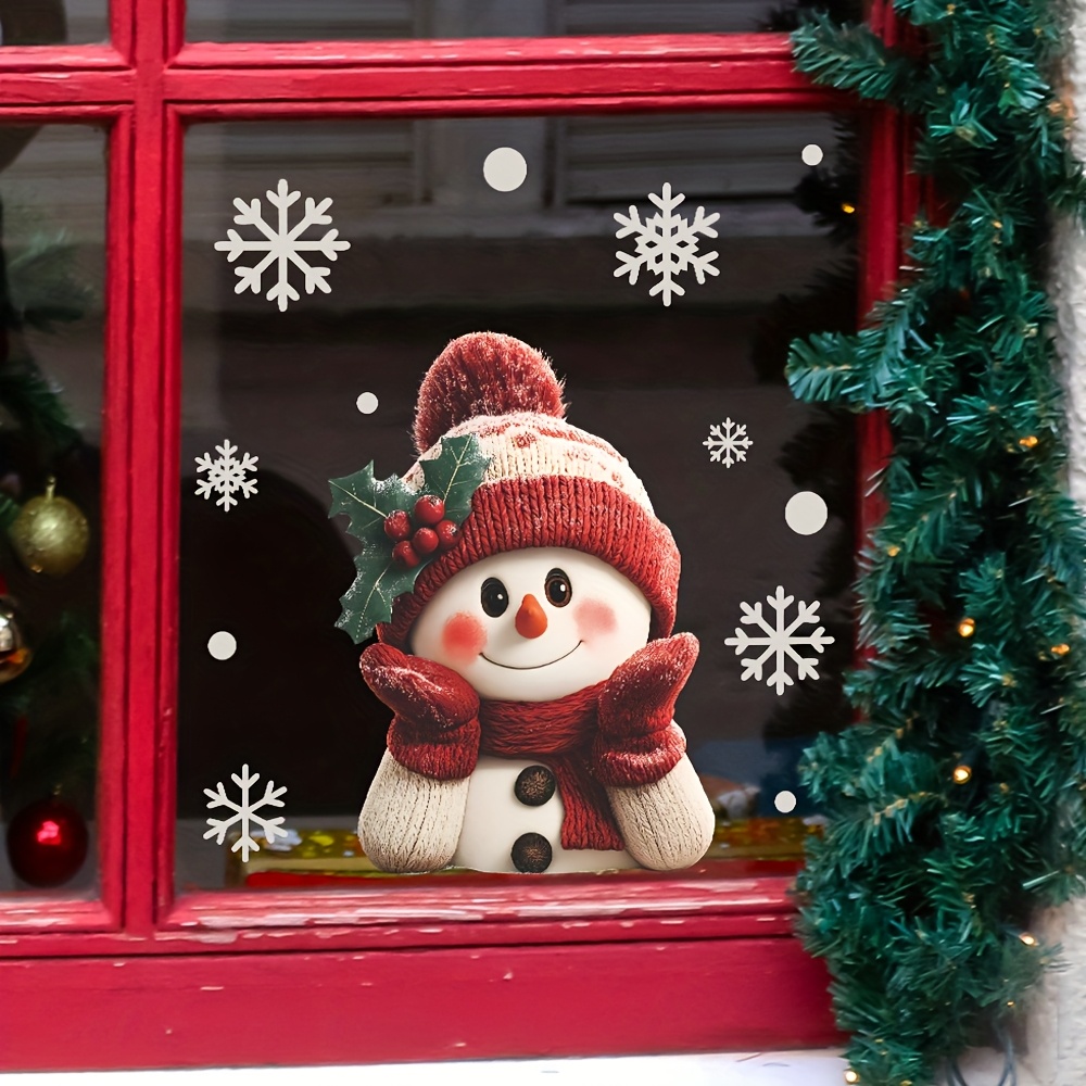 1pcs 2D Flat Smiling Snowman w - đánh giá và giá Snowflake Window Decal