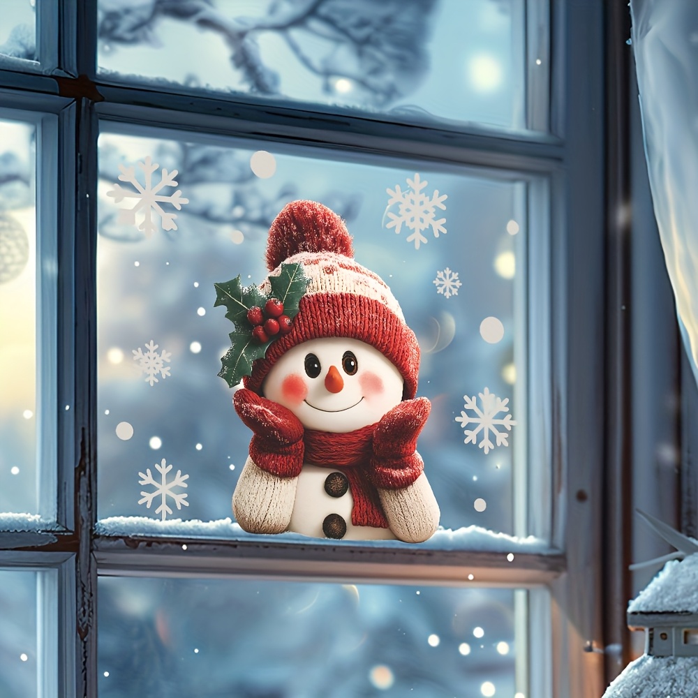 1pcs 2D Flat Smiling Snowman w - đánh giá và giá Snowflake Window Decal