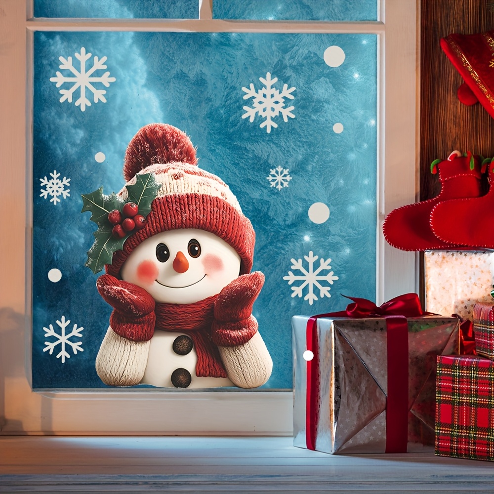 1pcs 2D Flat Smiling Snowman w - đánh giá và giá Snowflake Window Decal