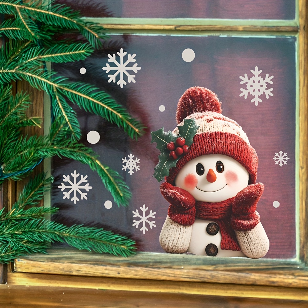 1pcs 2D Flat Smiling Snowman w - đánh giá và giá Snowflake Window Decal